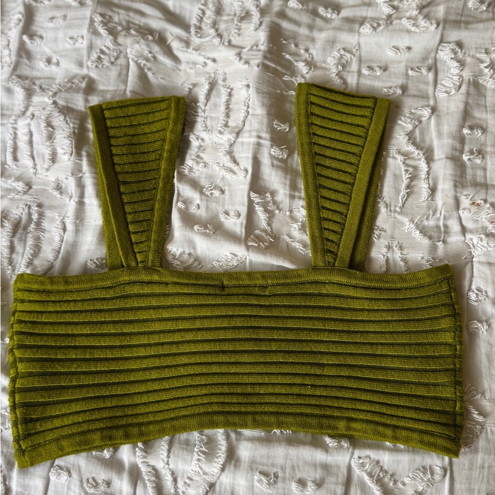 Wild Fable size S Olive Ribbed Square-Neck Crop Tank